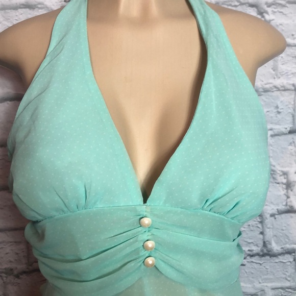 Zio Seagreen/Aqua White Polka Dot Halter - Picture 8 of 9